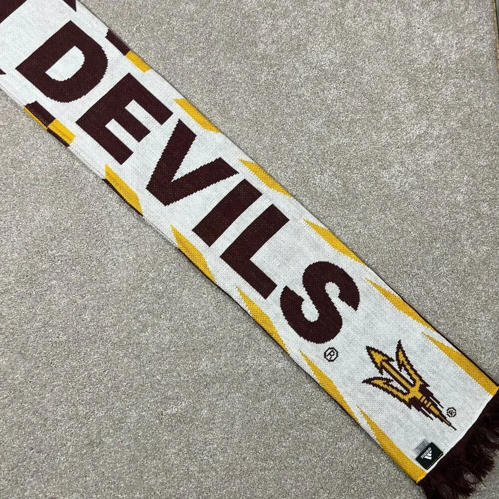 Adidas Unisex One Size Maroon Yellow Football Arizona State Sun Devils Scarf NWT